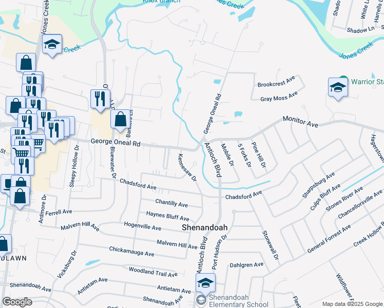 map of restaurants, bars, coffee shops, grocery stores, and more near 16534 George Oneal Road in Baton Rouge