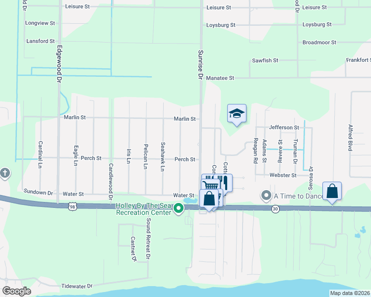 map of restaurants, bars, coffee shops, grocery stores, and more near 1920 Sparrow Lane in Navarre