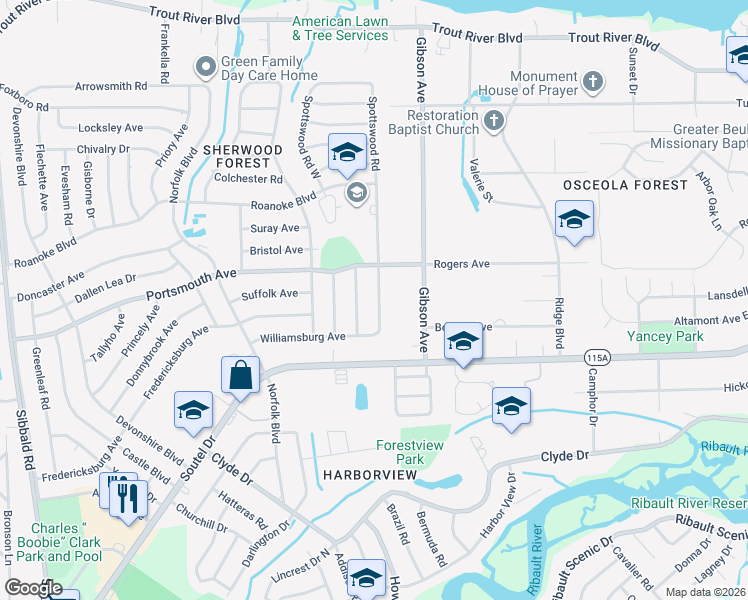 map of restaurants, bars, coffee shops, grocery stores, and more near 9204 Spottswood Road in Jacksonville