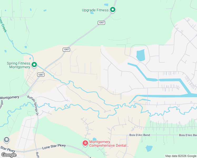 map of restaurants, bars, coffee shops, grocery stores, and more near 11720 Grandview Drive in Montgomery