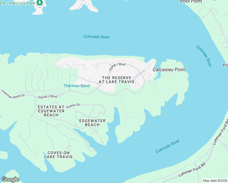 map of restaurants, bars, coffee shops, grocery stores, and more near 18613 Flying J Boulevard in Spicewood