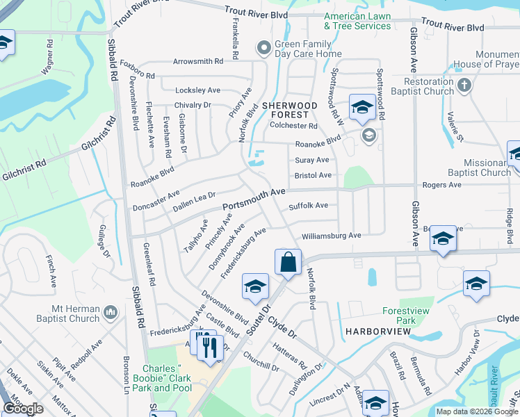 map of restaurants, bars, coffee shops, grocery stores, and more near 9232 Danville Avenue in Jacksonville