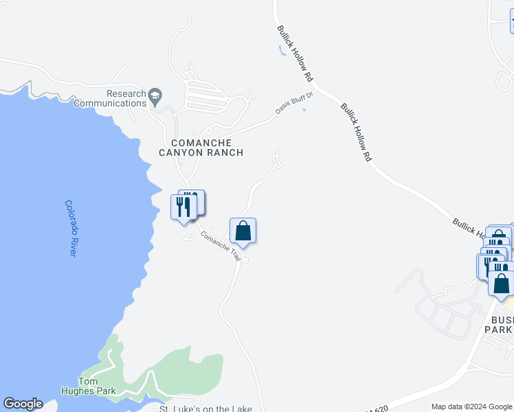 map of restaurants, bars, coffee shops, grocery stores, and more near 12629 Monte Castillo Pkwy in Austin