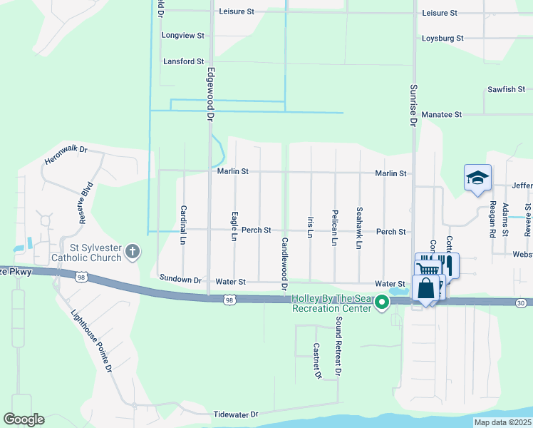 map of restaurants, bars, coffee shops, grocery stores, and more near 1920 Flamingo Lane in Navarre