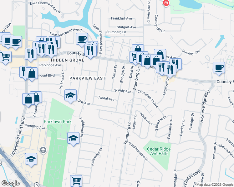 map of restaurants, bars, coffee shops, grocery stores, and more near 4930 Woodlyn Drive in Baton Rouge