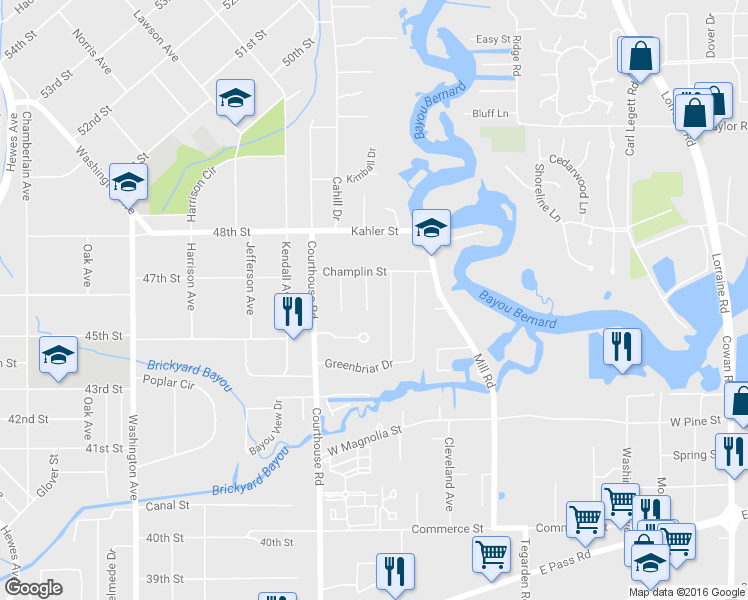 map of restaurants, bars, coffee shops, grocery stores, and more near 1444 Tally Ho Circle in Gulfport