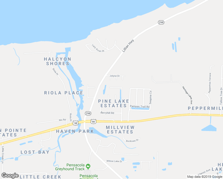 map of restaurants, bars, coffee shops, grocery stores, and more near 602 Sawara Circle in Pensacola