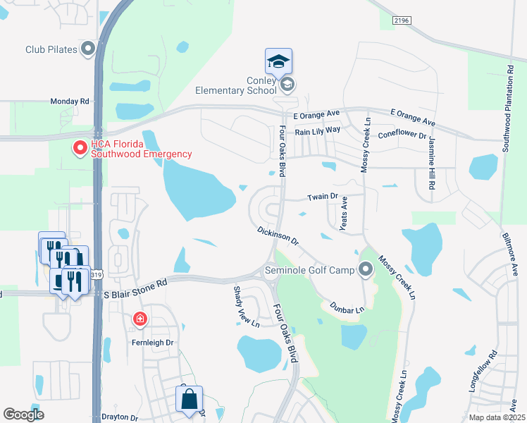 map of restaurants, bars, coffee shops, grocery stores, and more near 3049 Dickinson Drive in Tallahassee