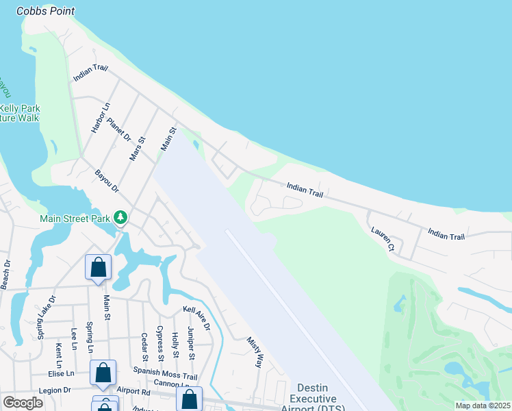 map of restaurants, bars, coffee shops, grocery stores, and more near 3855 Mesa Road in Destin