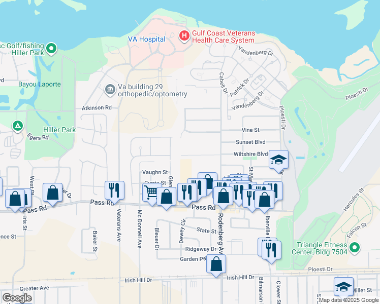 map of restaurants, bars, coffee shops, grocery stores, and more near 1737 James Buchanan Drive in Biloxi