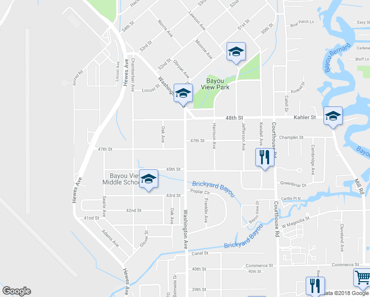 map of restaurants, bars, coffee shops, grocery stores, and more near 100 47th Street in Gulfport