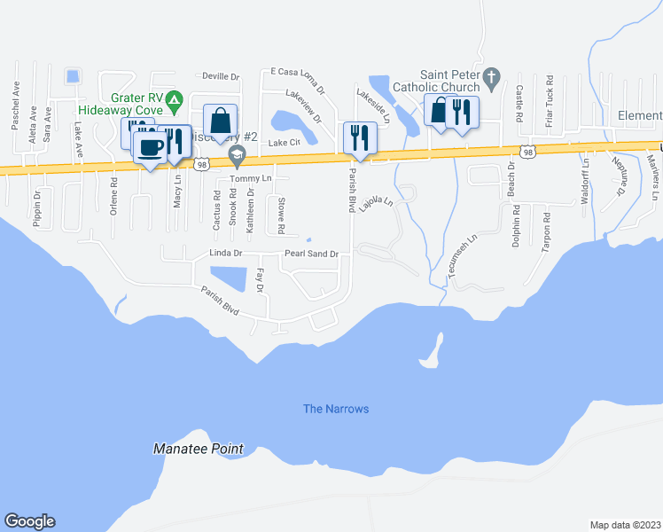 map of restaurants, bars, coffee shops, grocery stores, and more near 573 Rough Leaf Lane in Mary Esther