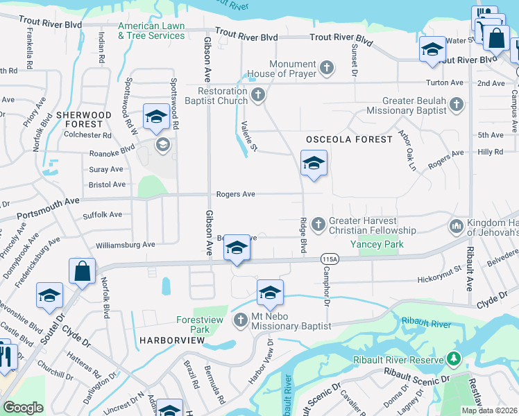 map of restaurants, bars, coffee shops, grocery stores, and more near 4031 Beverly Avenue in Jacksonville