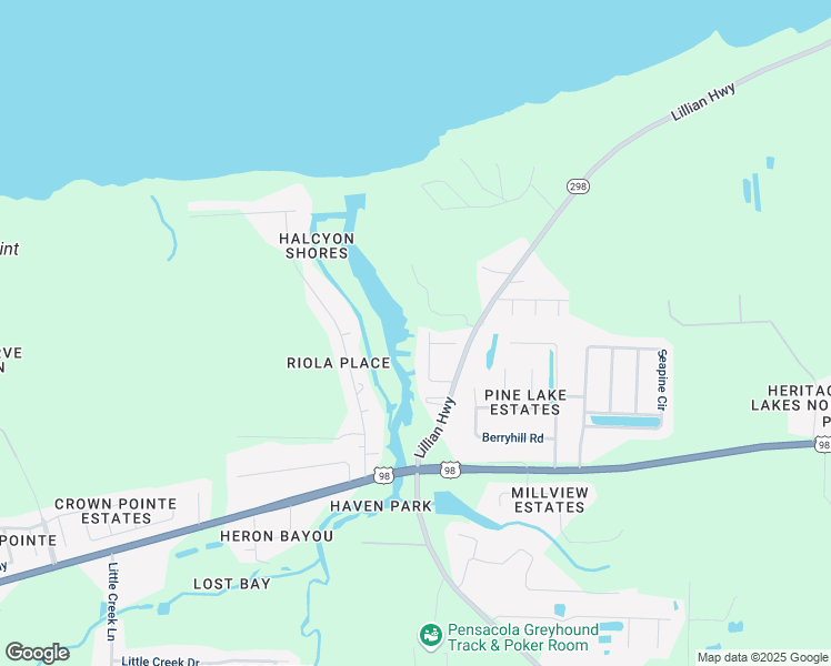 map of restaurants, bars, coffee shops, grocery stores, and more near 433 Herron Villa Lane in Pensacola