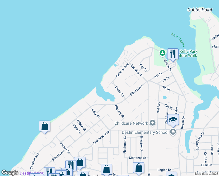map of restaurants, bars, coffee shops, grocery stores, and more near 2 Cross Street in Destin
