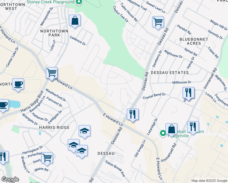 map of restaurants, bars, coffee shops, grocery stores, and more near 13620 Bauhaus Bend in Pflugerville