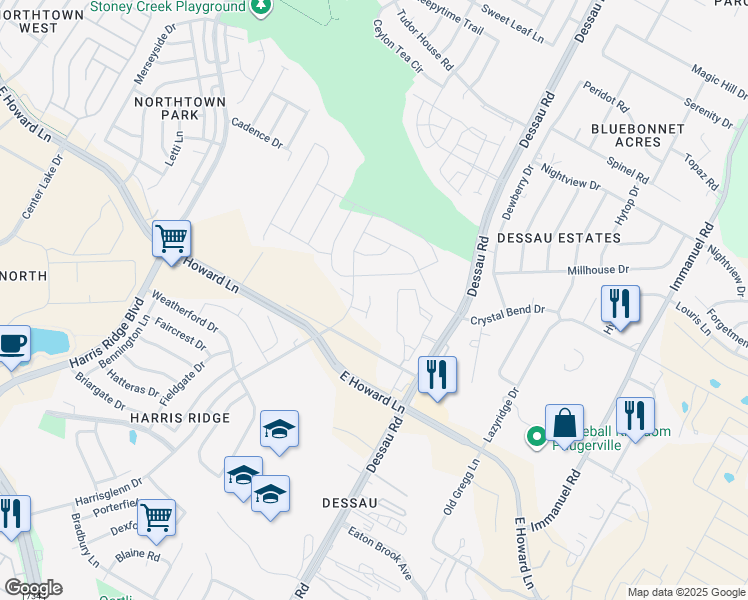 map of restaurants, bars, coffee shops, grocery stores, and more near 13620 Bauhaus Bend in Pflugerville