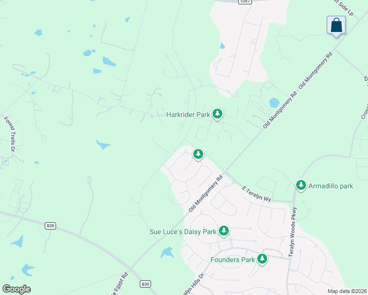 map of restaurants, bars, coffee shops, grocery stores, and more near 11824 Park Slope Drive in Willis