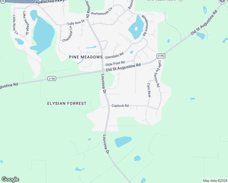 map of restaurants, bars, coffee shops, grocery stores, and more near 8420 Augustwood Lane in Tallahassee
