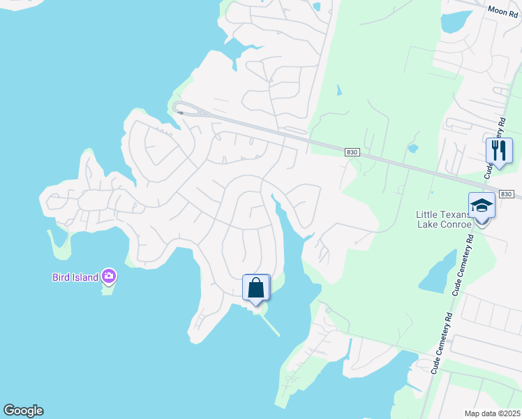 map of restaurants, bars, coffee shops, grocery stores, and more near 6778 Kingston Cove Lane in Willis