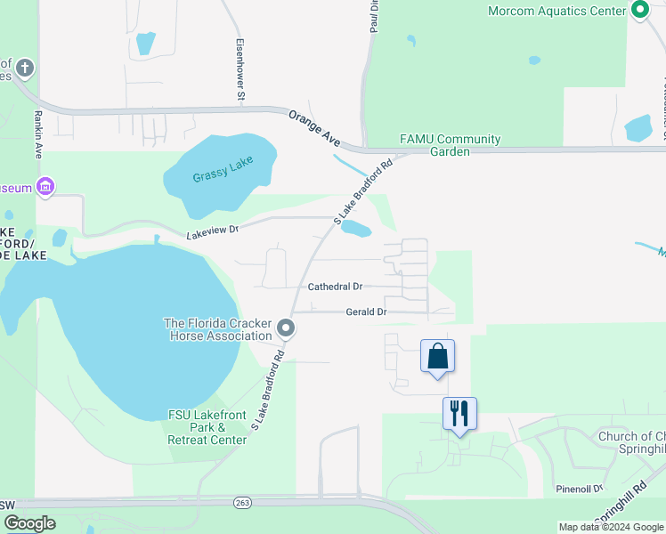 map of restaurants, bars, coffee shops, grocery stores, and more near 2945 Jewell Drive in Tallahassee