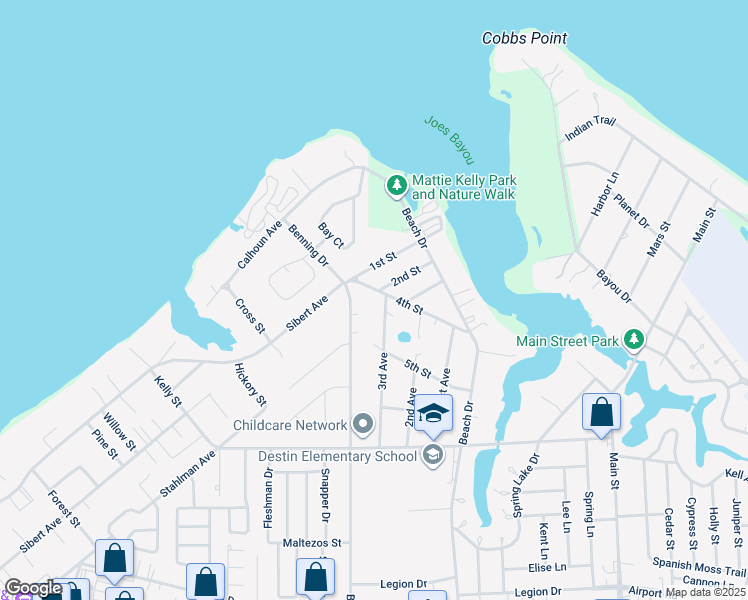 map of restaurants, bars, coffee shops, grocery stores, and more near 602 4th Street in Destin