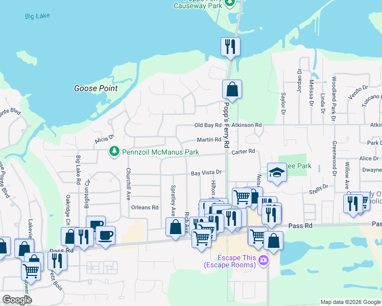 map of restaurants, bars, coffee shops, grocery stores, and more near 395 Rich Avenue in Biloxi