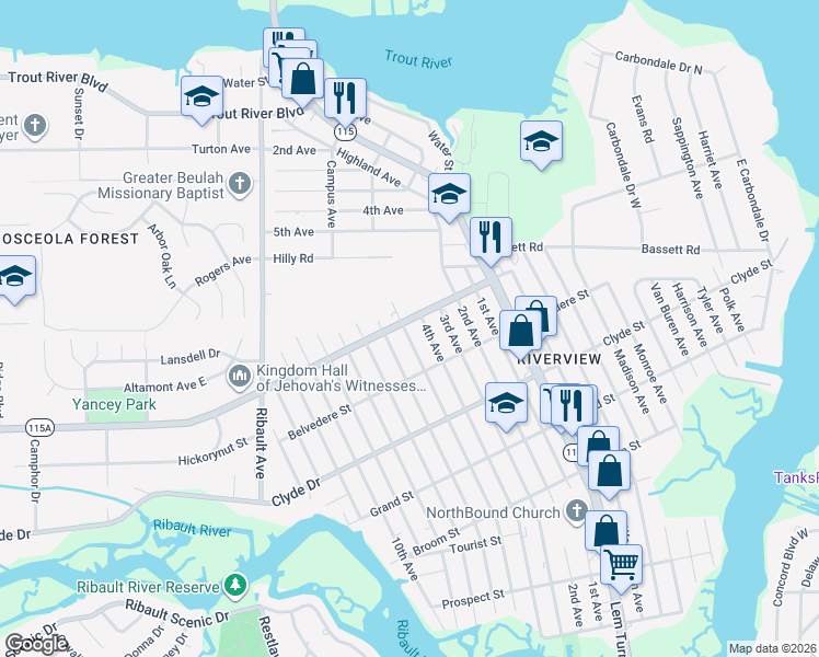 map of restaurants, bars, coffee shops, grocery stores, and more near 2220 Soutel Drive in Jacksonville