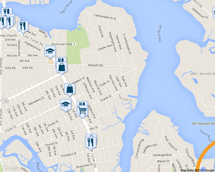 map of restaurants, bars, coffee shops, grocery stores, and more near 9061 Van Buren Avenue in Jacksonville