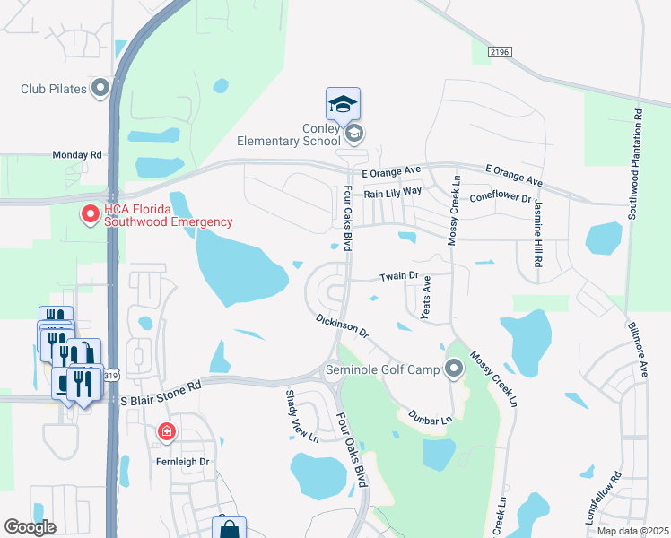 map of restaurants, bars, coffee shops, grocery stores, and more near 3012 Dickinson Drive in Tallahassee