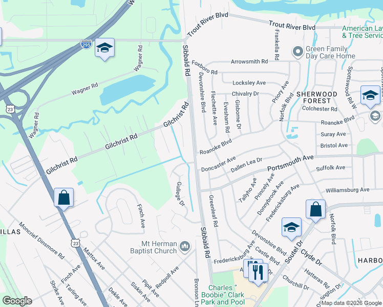 map of restaurants, bars, coffee shops, grocery stores, and more near 9346 Sibbald Road in Jacksonville