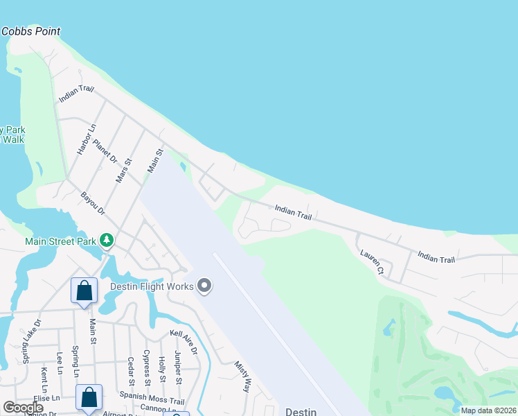 map of restaurants, bars, coffee shops, grocery stores, and more near 3896 Indian Trail in Destin