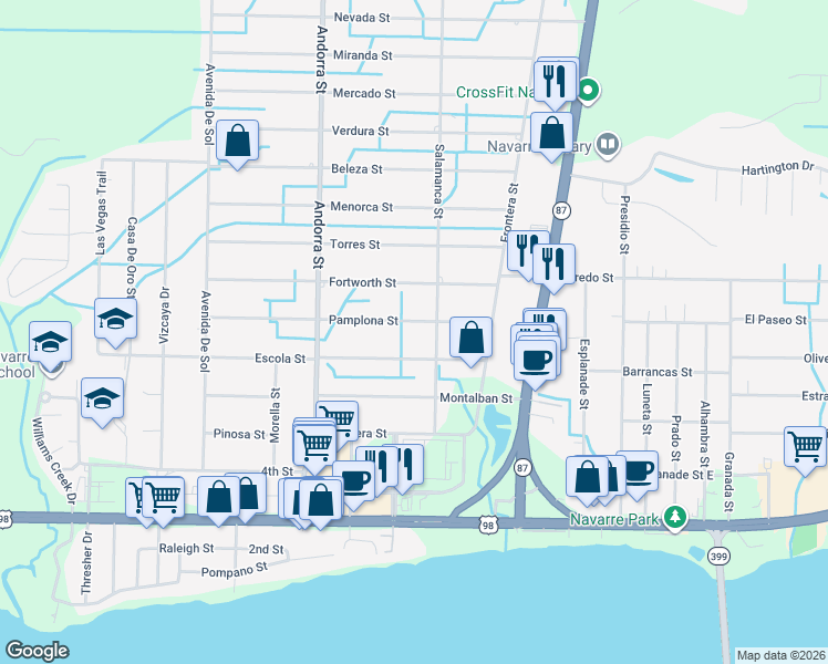 map of restaurants, bars, coffee shops, grocery stores, and more near 8309 Pamplona St in Santa Rosa