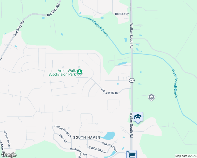 map of restaurants, bars, coffee shops, grocery stores, and more near 23225 Conifer Drive in Denham Springs
