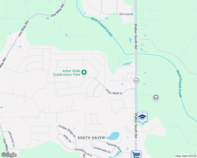 map of restaurants, bars, coffee shops, grocery stores, and more near 13867 Arbor Walk Drive in Denham Springs