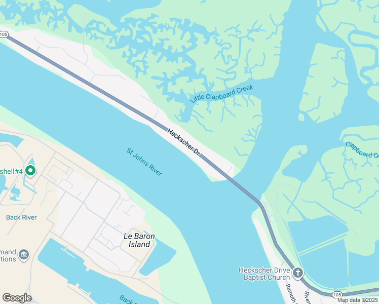 map of restaurants, bars, coffee shops, grocery stores, and more near 6026 Heckscher Drive in Jacksonville