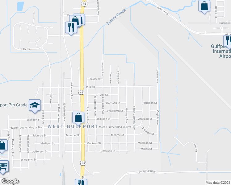 map of restaurants, bars, coffee shops, grocery stores, and more near 8365 Florida Avenue in Gulfport