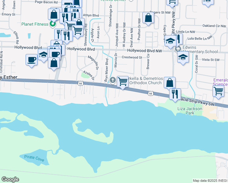 map of restaurants, bars, coffee shops, grocery stores, and more near 492 Soundview Court in Destin