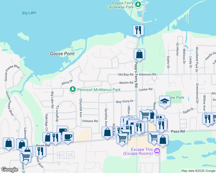 map of restaurants, bars, coffee shops, grocery stores, and more near 395 Rich Avenue in Biloxi