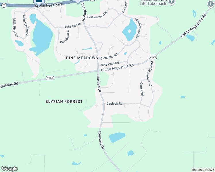 map of restaurants, bars, coffee shops, grocery stores, and more near 8420 Augustwood Lane in Tallahassee