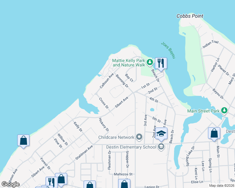 map of restaurants, bars, coffee shops, grocery stores, and more near 745 Vintage Circle in Destin