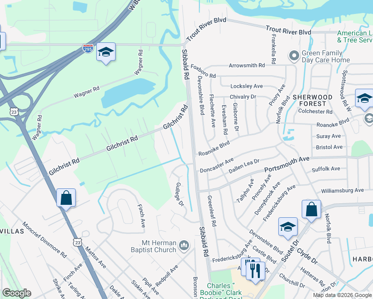 map of restaurants, bars, coffee shops, grocery stores, and more near 9346 Sibbald Road in Jacksonville