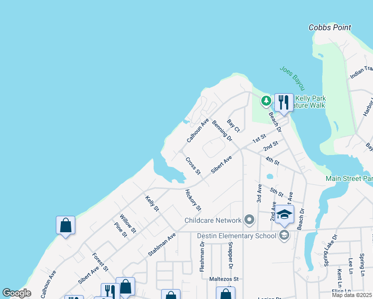 map of restaurants, bars, coffee shops, grocery stores, and more near 832 Cross Street in Destin