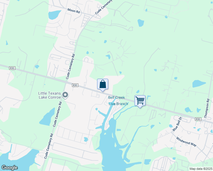 map of restaurants, bars, coffee shops, grocery stores, and more near 12444 Farm to Market Road 830 in Willis
