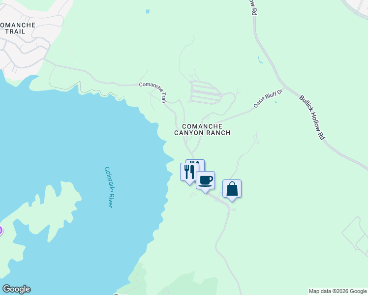 map of restaurants, bars, coffee shops, grocery stores, and more near 6700 Comanche Trail in Austin