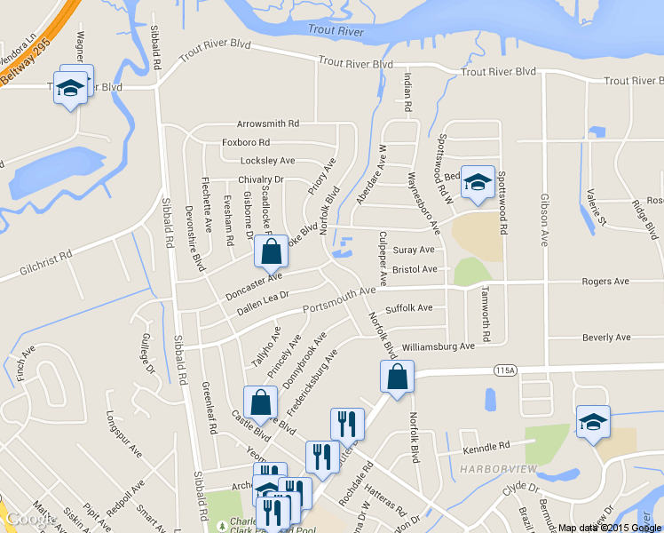 map of restaurants, bars, coffee shops, grocery stores, and more near 9356 Norfolk Boulevard in Jacksonville