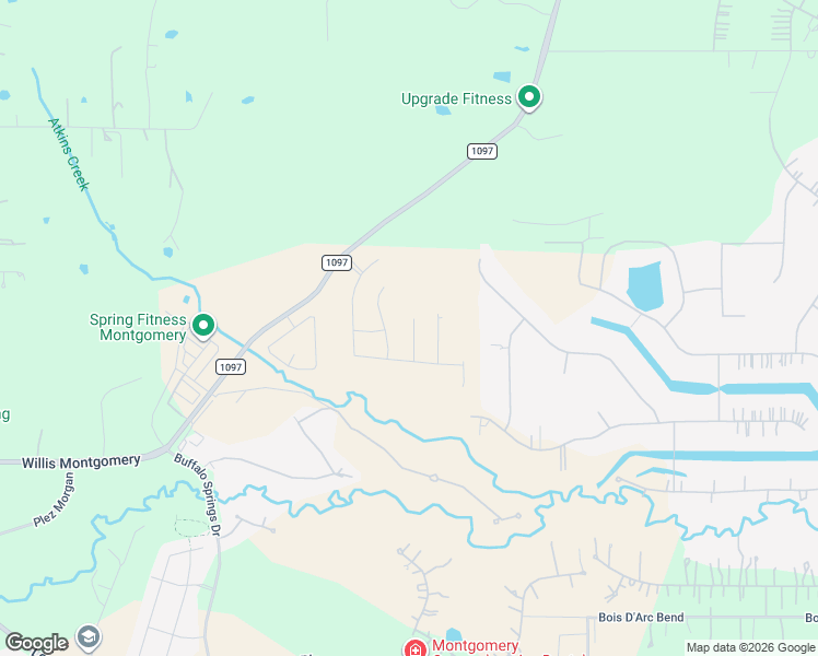 map of restaurants, bars, coffee shops, grocery stores, and more near 18835 Quiet Water Way in Montgomery
