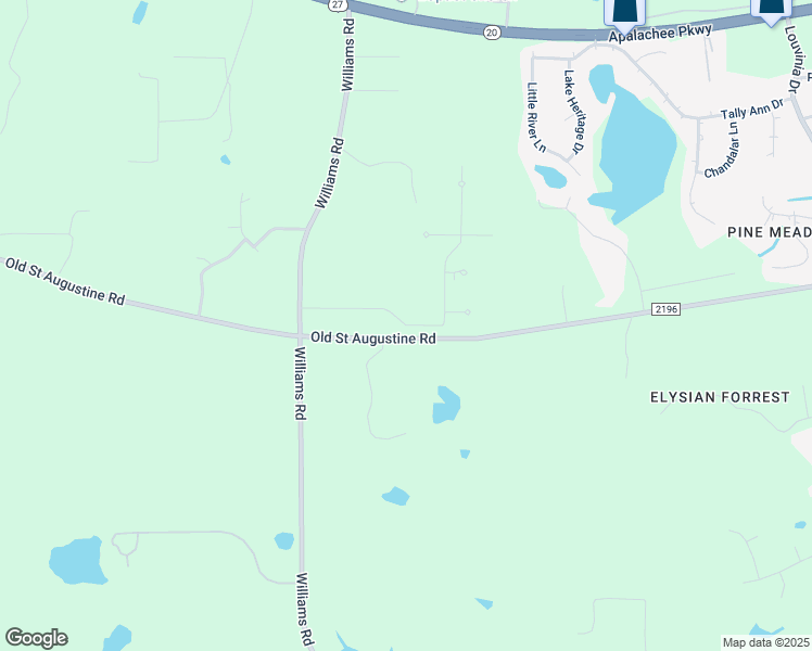 map of restaurants, bars, coffee shops, grocery stores, and more near 7441 Old Saint Augustine Road in Tallahassee