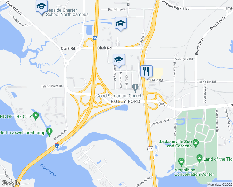 map of restaurants, bars, coffee shops, grocery stores, and more near 219 Fields Avenue in Jacksonville