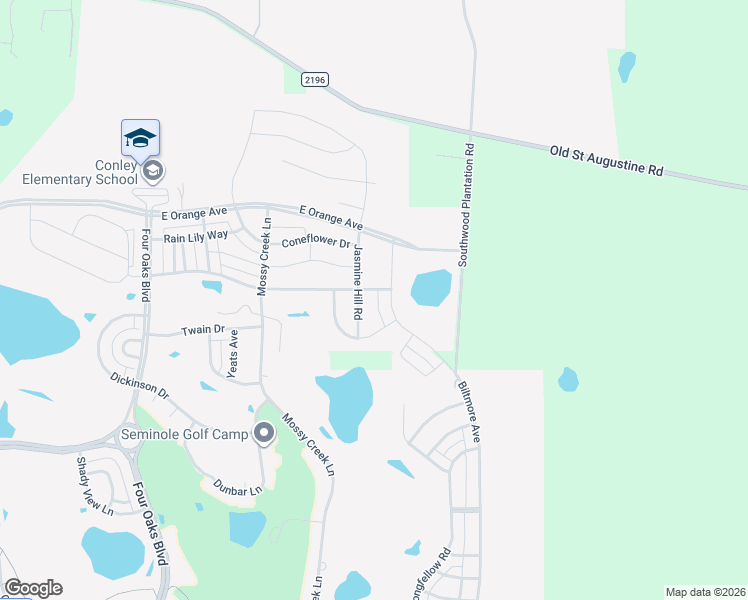 map of restaurants, bars, coffee shops, grocery stores, and more near 3600 Jasmine Hill Road in Tallahassee